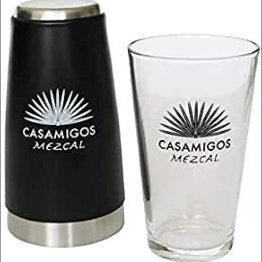 Casamigos Mezcal Tequila Cocktail Shaker Pint Glass 2 piece Set - Black New